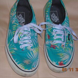 Vans Tropical Print Sneakers - Teal and White